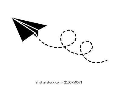 Silhouette paper plane illustration isolated on white background. paper plane. Flying paper plane icon design element.