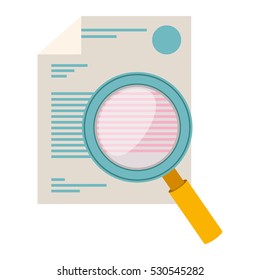 silhouette with paper sheet text and stamp and magnifying glass