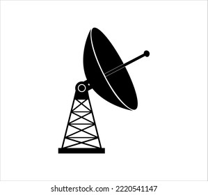 silhouette of parabolic transmitter antenna