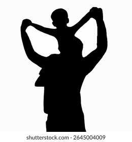 Silhouette of Parent Holding Child Over Shoulders Symbolizing Bond and Support