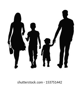 Silhouette of parents and children 