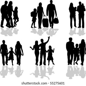 Silhouette of parents and children