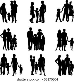 Silhouette of parents and children