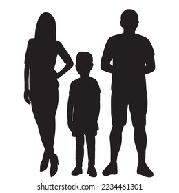 silhouette parents and children, family design vector