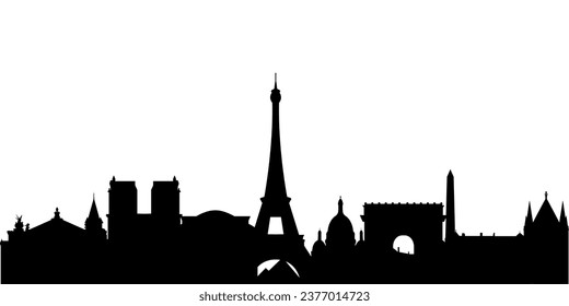 Silhouette of Paris city monuments. Vector illustration