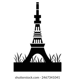 Silhouette Paris Eiffel Tower vector illustration 