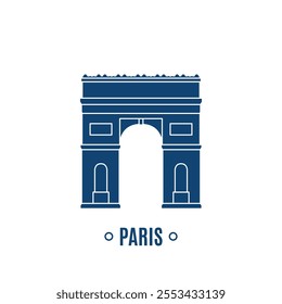 Silhouette of Parisian gate landmark in solid color.