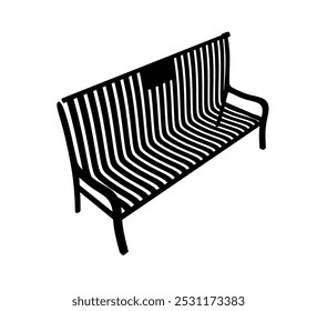 Silhouette Park bench black color only. Bench icon in flat style. Comfortable rest vector illustration on isolated background. Park chair sign business concept.