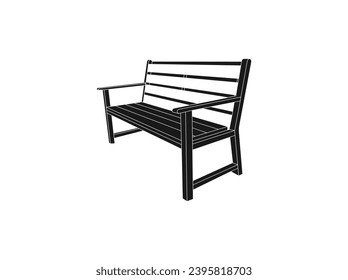 Silhouette Park bench icon . Wooden bench outline icon vector . set of street bench vector icons for web design isolated on white background . A Black Vector  illustration of a wooden bench . EPS 10 .