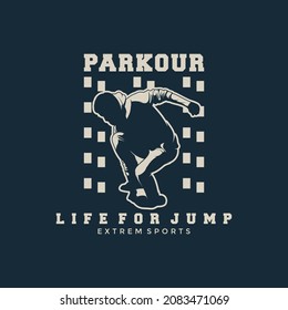 Silhouette Parkour logo vector illustration or emblem template