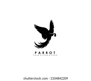 Silhouette Parrot Bird Logo Design