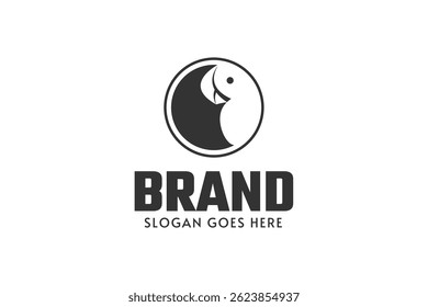 A silhouette parrot in circle logo design