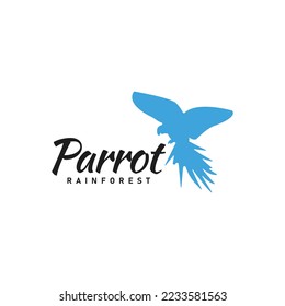 silhouette parrot fauna element vector illustration design logo template with cartoon and flat styles isolated on white background