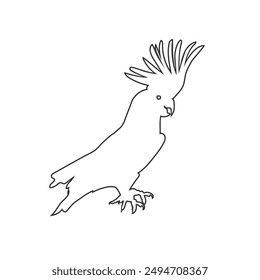 Silueta de un icono de loro Сockatoo. signo de Ilustración vectorial plana