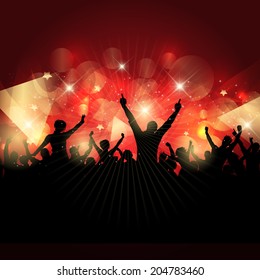 Silhouette of a party crowd on an abstract background 