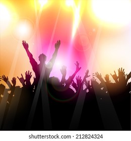 Silhouette of a party crowd on an abstract background