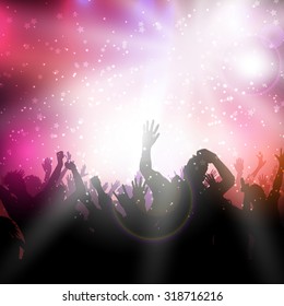 Silhouette Of A Party Crowd On An Abstract Background