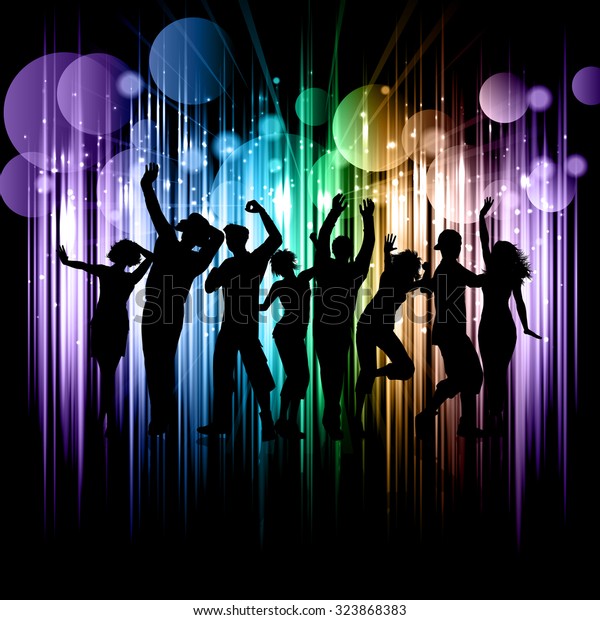 Silhouette Party Crowd On Abstract Background Stock Vector (Royalty ...