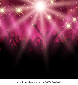 Silhouette Party Crowd On Disco Lights Stock Vector (Royalty Free ...