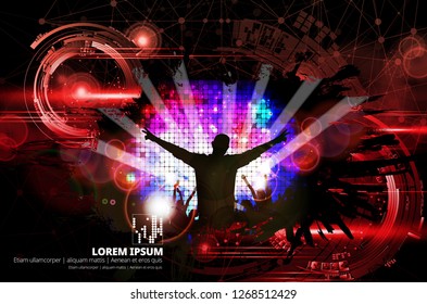 Silhouette of a party crowd - vector illustration