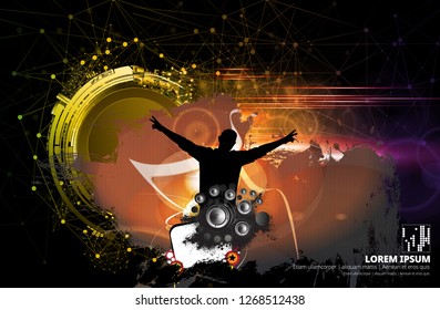 Silhouette of a party crowd - vector illustration