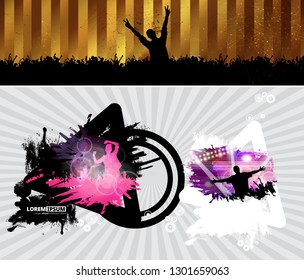 Silhouette of a party crowd - vector illustration