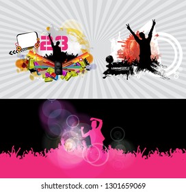 Silhouette of a party crowd - vector illustration