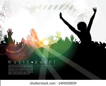 Silhouette of a party crowd - vector illustration