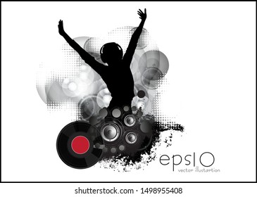 Silhouette of a party crowd - vector illustration