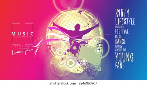 Silhouette of a party crowd - vector illustration