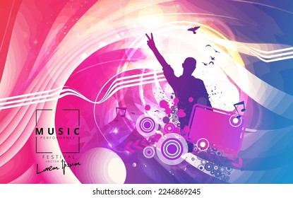 Silhouette of a party crowd - vector illustration