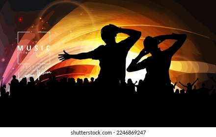 Silhouette of a party crowd - vector illustration