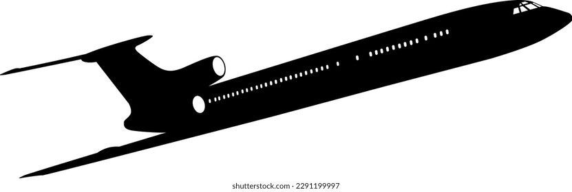 Silhouette passenger aircraft on a white background.