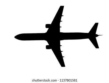 silhouette of passenger airplane vector
