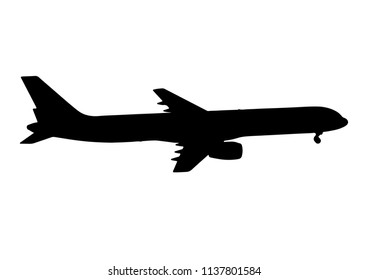 silhouette of passenger airplane vector

