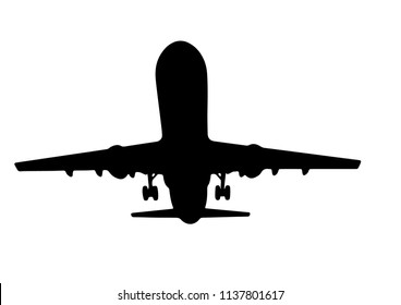 silhouette of passenger airplane vector
