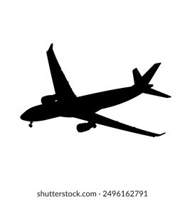 Silhouette of passenger plane, airplane, travel - vector illustration