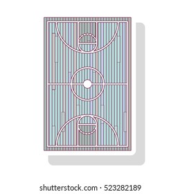 silhouette pastel color of basketball field with shadow