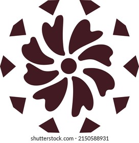 Silhouette of a pattern flower. Vector cartoon illustration in a naive flat style
