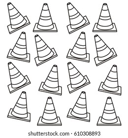 silhouette pattern traffic cone set flat vector illustration