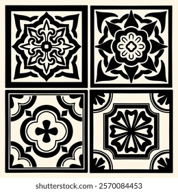 silhouette patterned ceramic floor vector illustration design