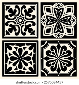 silhouette patterned ceramic floor vector illustration design