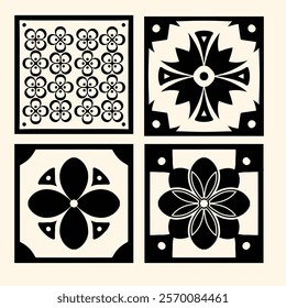 silhouette patterned ceramic floor vector illustration design