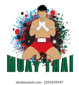 The silhouette of the pay respect to the teacher according to thetradition of muay Thai fighting.