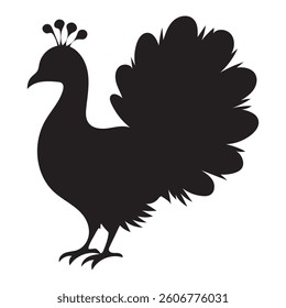Silhouette Peacock Logo isolated Vector illustration