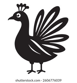 Silhouette Peacock Logo isolated Vector illustration