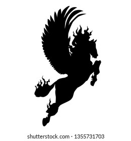 Silhouette of pegasus. Pegasus vector illustration. Magical, mystical animal illustration.