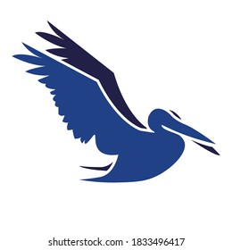 silhouette of pelican bird logo vector design template Birds flying logo Vector illustration