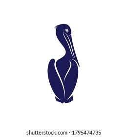 Silhouette pelican bird vector illustration design simple
