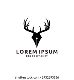 Silhouette Pen and Horn Logo Design Template